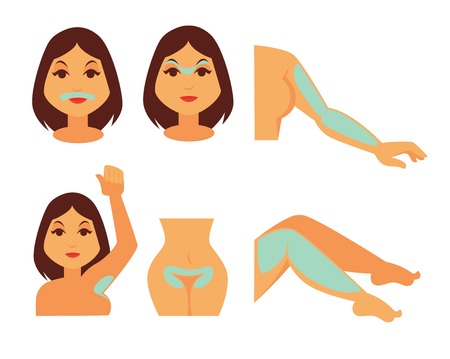 Woman with depilation cream applied on her bodyのイラスト素材