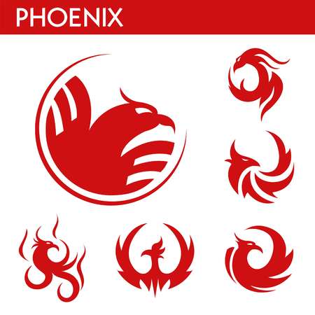 Phoenix fire bird vector template icons setのイラスト素材