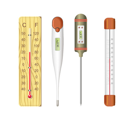 Thermometers for human body and air temperature measurementのイラスト素材