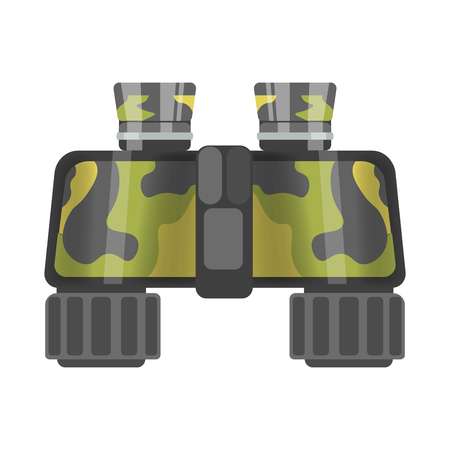 Military binoculars of camouflage color isolated cartoon illustrationのイラスト素材