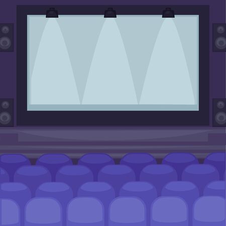 Cinema hall with huge screen and comfortable seatsのイラスト素材