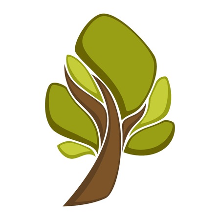 Tree with lush green crown consisted of piecesのイラスト素材