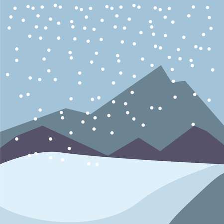 Winter snow four seasons nature landscape vector flat mountains cold sceneryのイラスト素材
