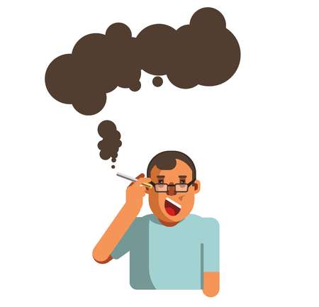A Smoking cigarette health disease risk brain illness vector flat iconのイラスト素材