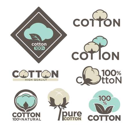 Set of cotton labels or logo for pure 100 percent natural cotton textile tagsのイラスト素材