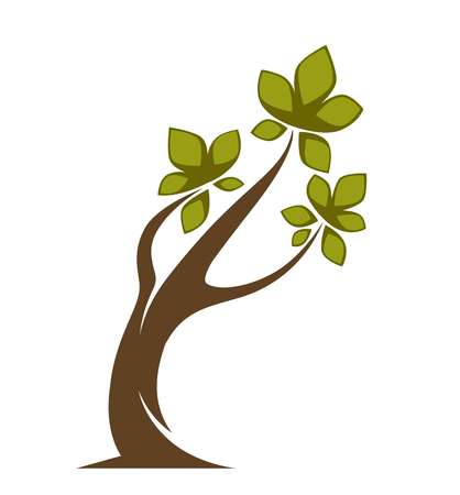 Green tree and tree leaf icon or logo template.のイラスト素材