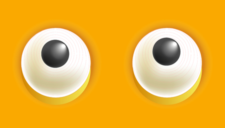 Smiley eyes isolated cartoon vector illustration on yellow background.のイラスト素材