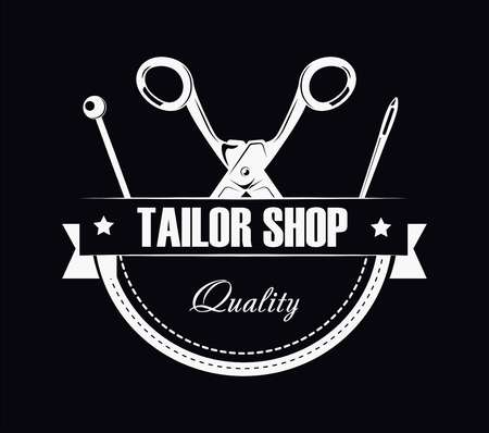Tailor shop of high quality promotional black and white posterのイラスト素材