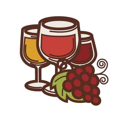 Wine glass and grape harvest wine making icon.のイラスト素材