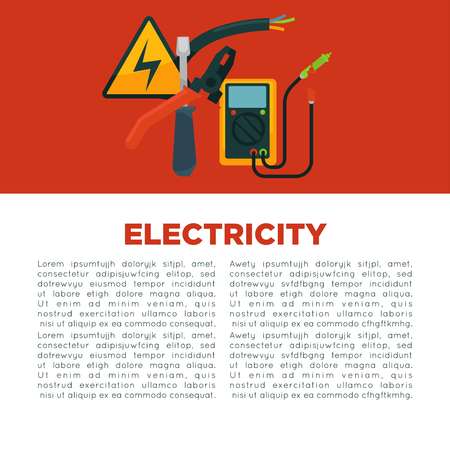 Electricity informative poster with equipment and sample textのイラスト素材