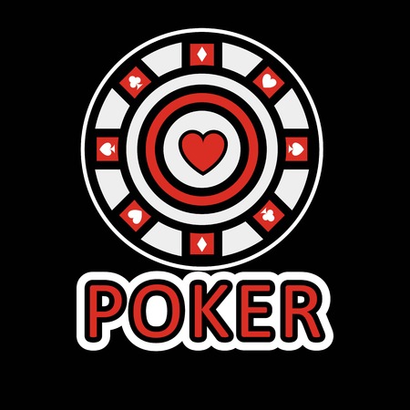 Sign of poker red and white chip flat design. Vector illustrationのイラスト素材