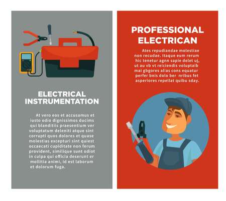 Electrical instrumentation and professional electrician promotional posters with sample textのイラスト素材