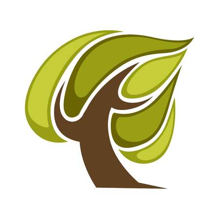Green tree and tree leaf icon or logo template.のイラスト素材