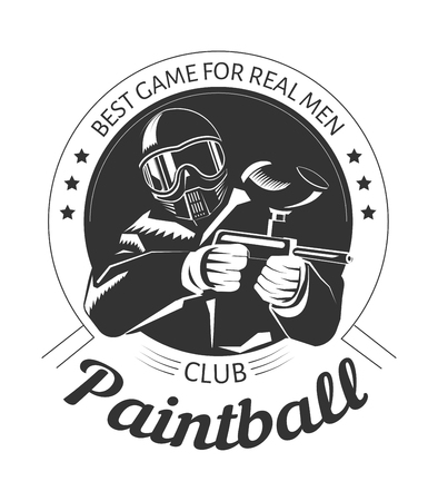 Paintball sport club with best game for real men slogan monochrome logotype.のイラスト素材