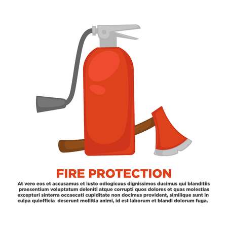 Fire protection information and firefighting instruction posterのイラスト素材