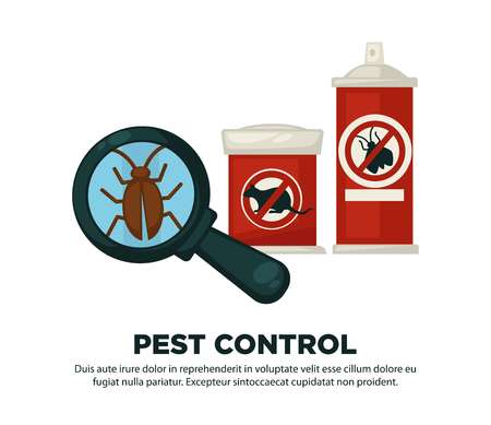 Pest control disinfection equipment flat design posterのイラスト素材