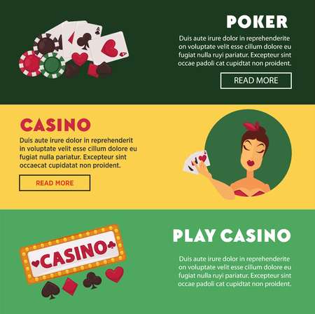 Casino and poker promotional Internet posters set vector illustrationのイラスト素材