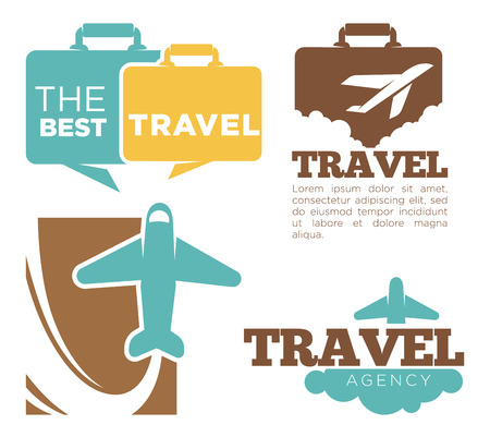 Best travel agency promotional poster with plane and suitcaseのイラスト素材