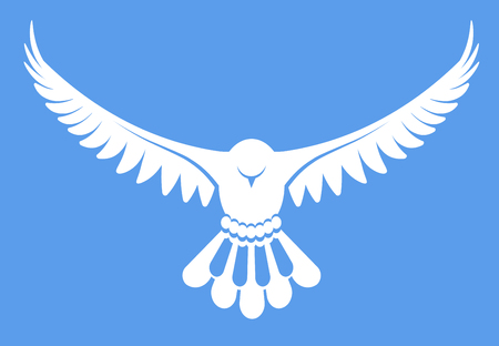 Vector illustration of simple white pigeon dove birdのイラスト素材