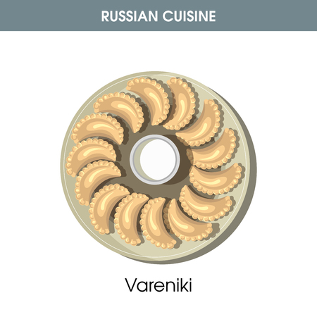 Delicious Vareniki with sour cream from Russian cuisineのイラスト素材