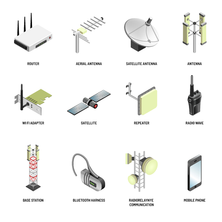 Digital communication and connection modern devices vector isolated iconsのイラスト素材
