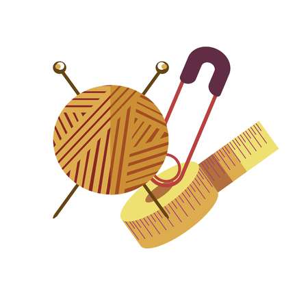 Knitting hobby equipment to create stylish handmade clothesのイラスト素材