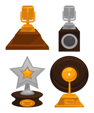 Prestigious honorable gold and silver music awards setのイラスト素材