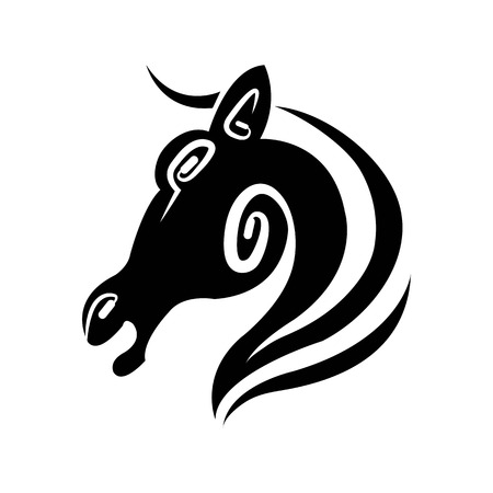 Horse profile isolated  monochrome black promo emblemのイラスト素材