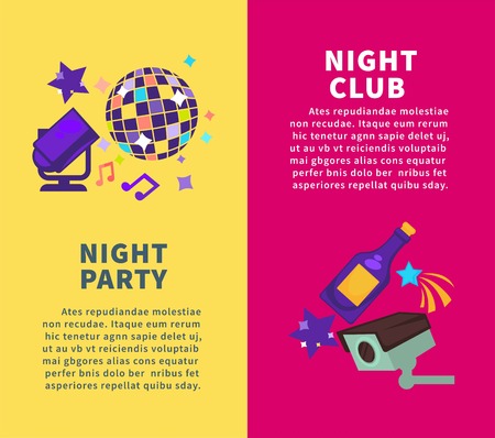 Party at night club promotional vertical posters setのイラスト素材
