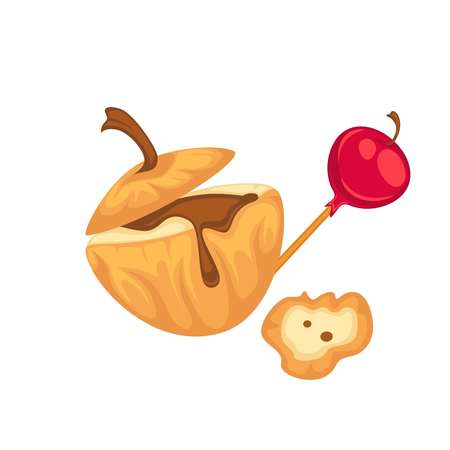 Natural apples in caramel and with chocolate insideのイラスト素材
