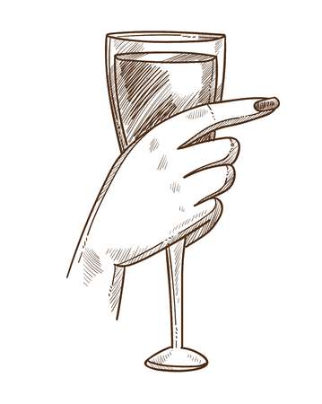 Glass of exquisite wine in tender female handのイラスト素材