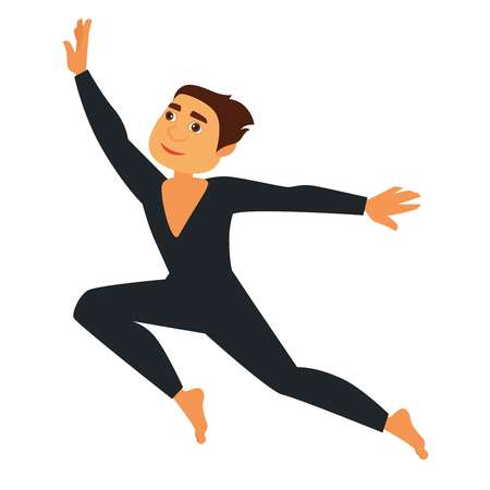 Male contamporary dancer in tight back clothes jumpsのイラスト素材