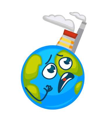 Earth that suffers beacause of factories placed on itのイラスト素材