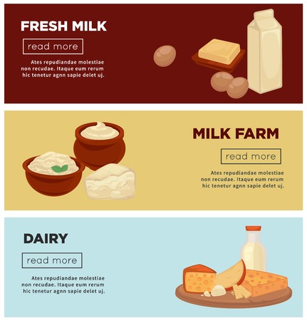 Fresh milk from farm and dairy products internet postersのイラスト素材