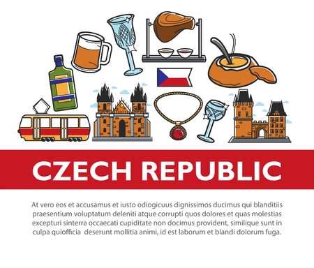 Trip to Czech Republic promotional poster of travel agencyのイラスト素材
