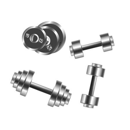 Dumbbells weights vector icons for sport fitness and gym trainingのイラスト素材