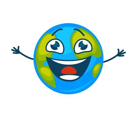 Earth planet laughing vector cartoon characterのイラスト素材