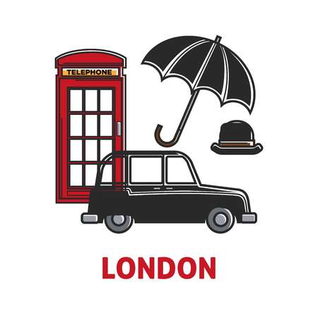 London travel agency promo poster with national symbolsのイラスト素材