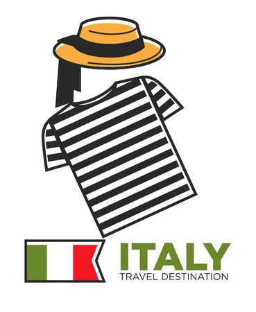 Italy travel destination promo banner with local casual outfitのイラスト素材