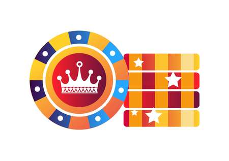 Chips for poker game with crown in middleのイラスト素材