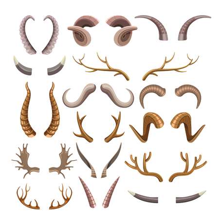 Sharp horns of wild animals with branchのイラスト素材