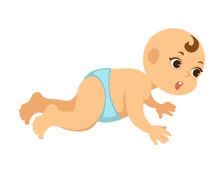 Cute baby boy crawling.のイラスト素材