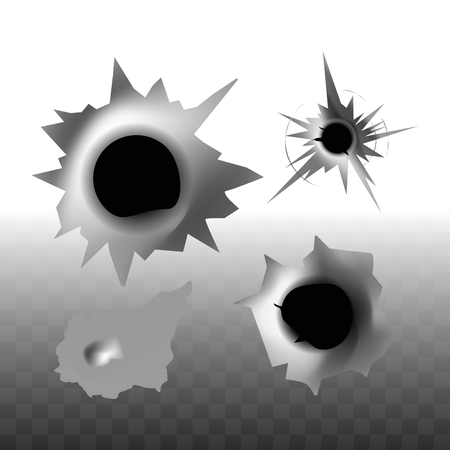 Deep round holes from bullets monochrome templates setのイラスト素材