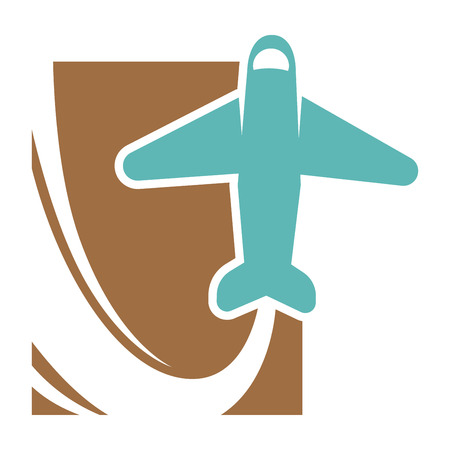 Plane that flies up and leaves trace promo emblemのイラスト素材