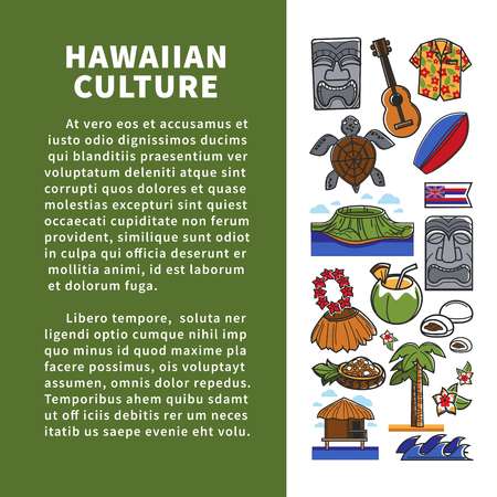Hawaiian culture elements promo poster with sample textのイラスト素材