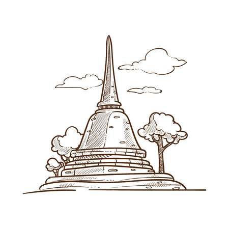Thailand pagoda vector culture and travel symbolのイラスト素材