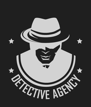 Private detective logo of vector man in hat for investigation service agencyのイラスト素材