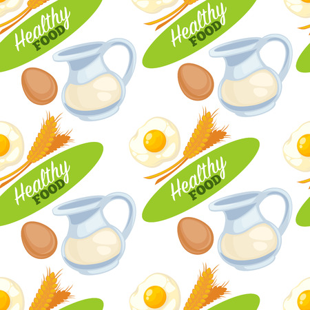 Food organic and healthy products seamless pattern isolated on whiteのイラスト素材