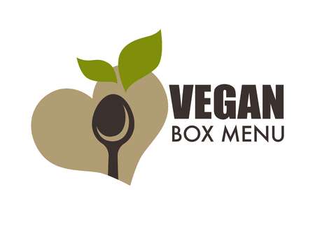 Subscription food, fresh leaves foliage products, spoon on poster with text vector.のイラスト素材