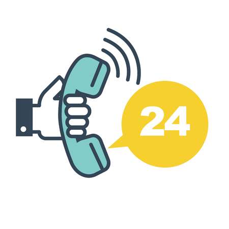 Support call 24 hours online every day hotline isolated iconのイラスト素材